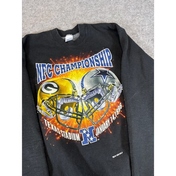 Vintage 1995 NFC Championship Texas Stadium NFL Crewneck Sweatshirt Men XL Black - Picture 2 of 6